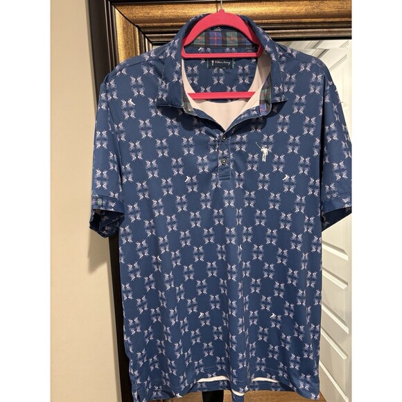 William Murray Golf Other - William Murray Men's M Regular Blue/White/pink  Golf Graphic bike Print Polo